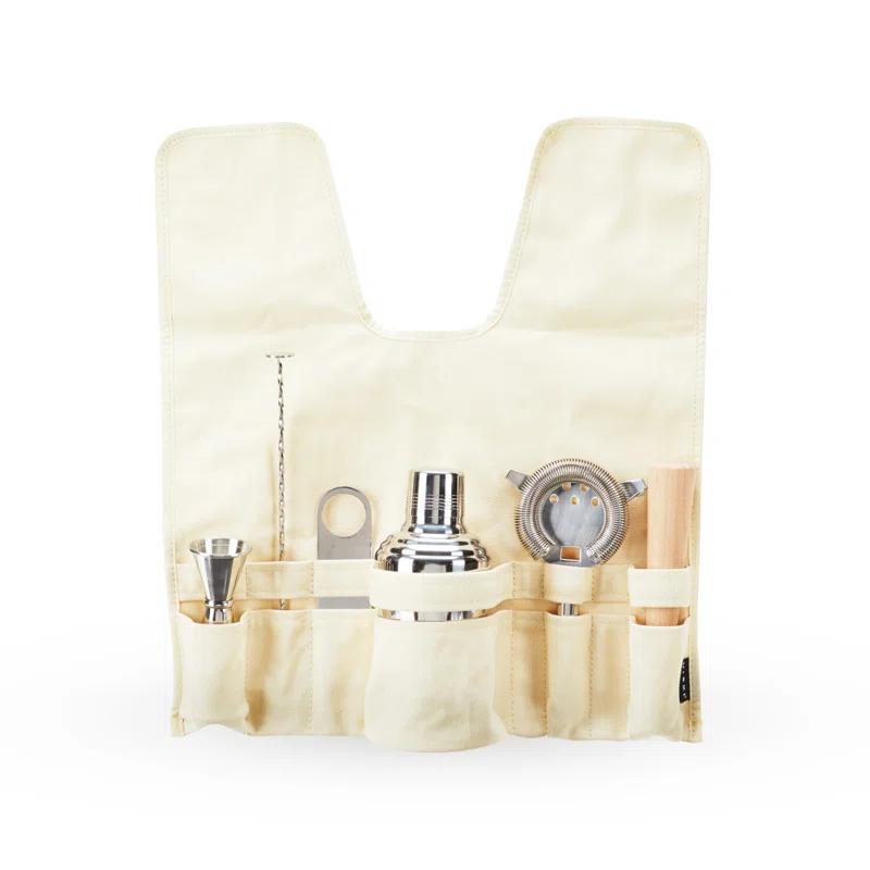 Viski 7-Piece Stainless Steel Travel Bar Barware Set