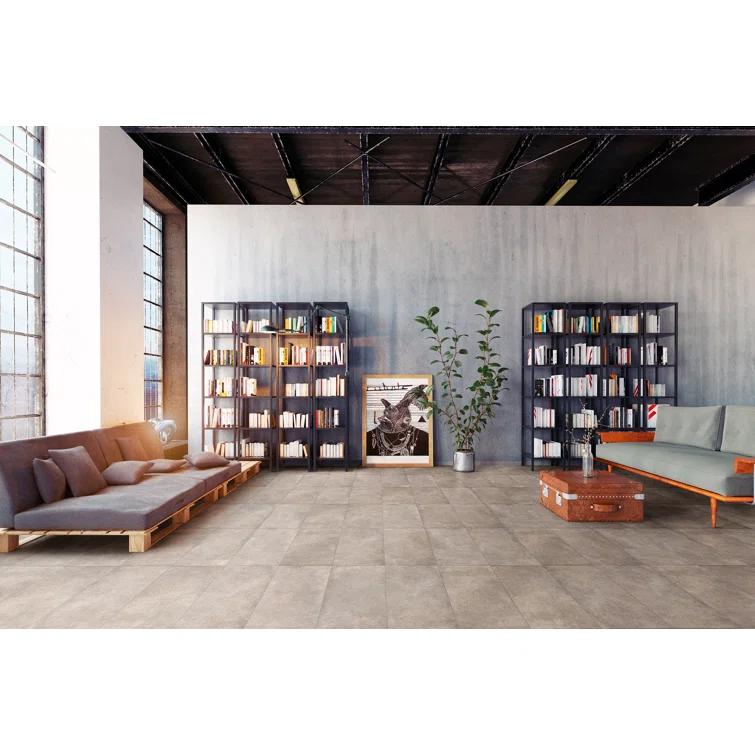 Bedrosians Materika 12" x 24" Porcelain Concrete Look Wall & Floor Tile (Set of 6)