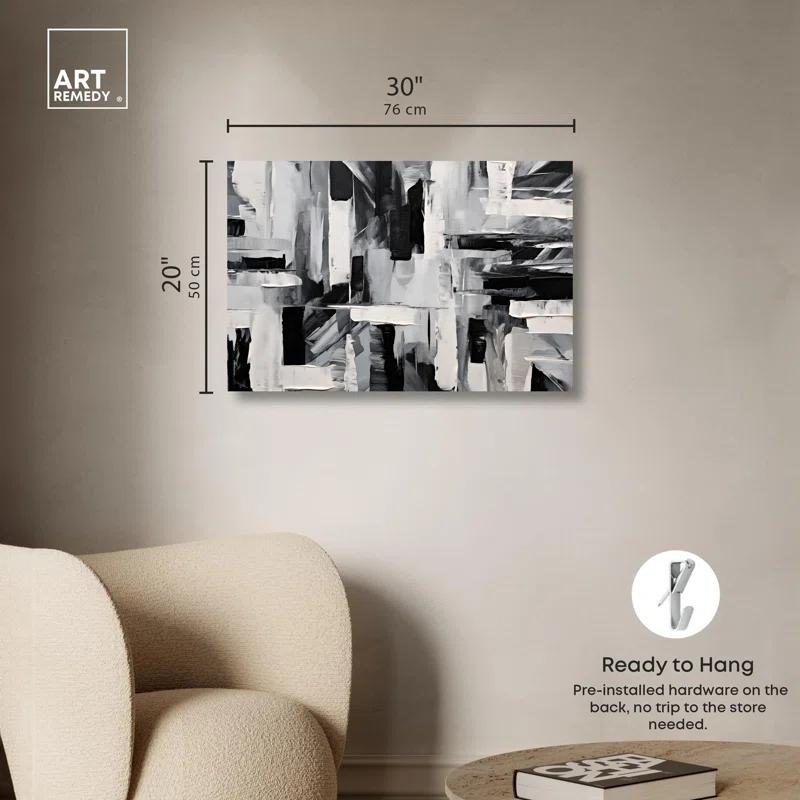 Art Remedy Melosa Canvas Modern Black White Abstract Wall Art by Art Remedy