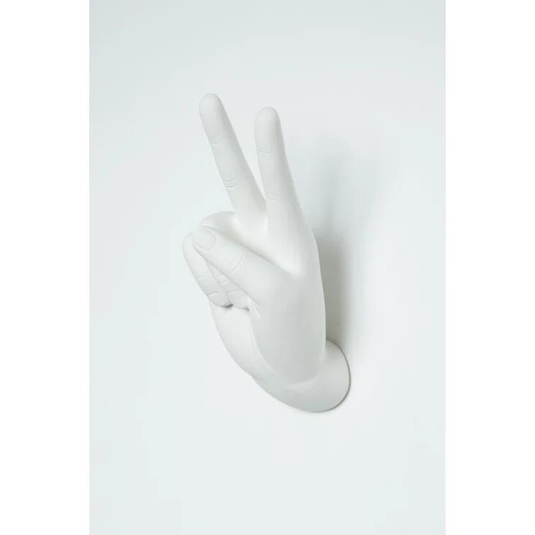Wrought Studio™ Serap White Peace Hand Wall Mount - 8.5" tall