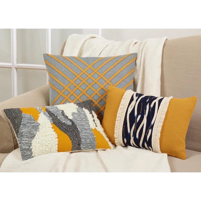 Saro Moutarde Appliqued Down Throw Pillow