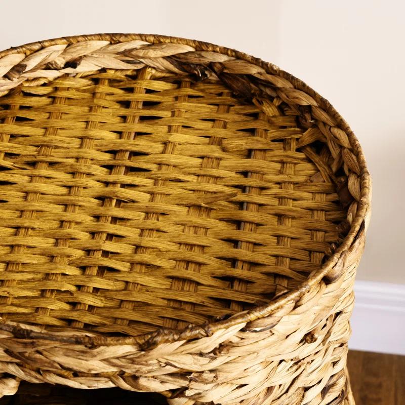 Ophelia & Co. Elevated Cat Bed With Three Hideaways & Four Soft Plush Cushions, Cat Tower With Hand-Woven Materials, Multi-Layer Raised Kitten Bed Caves