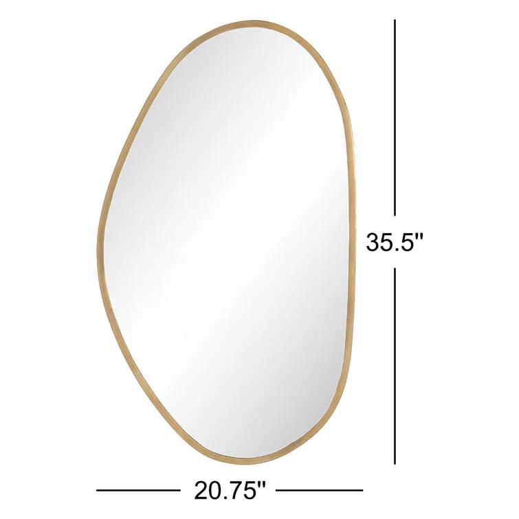 Contemporary Gold-Finish Wood Rectangular Wall Mirror 20.75x35.50
