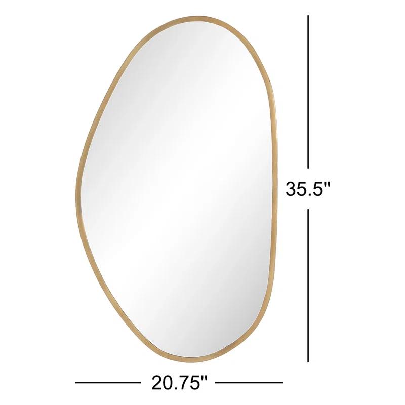Contemporary Gold-Finish Wood Rectangular Wall Mirror 20.75x35.50