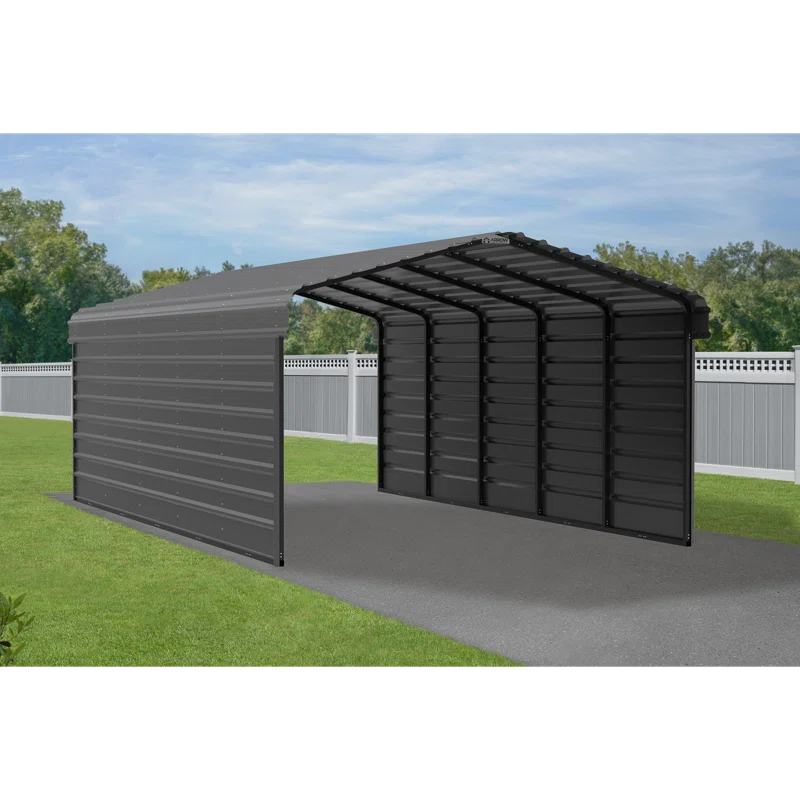 Arrow 24 x 12 ft Eggshell Carport with 2-sided Enclosure