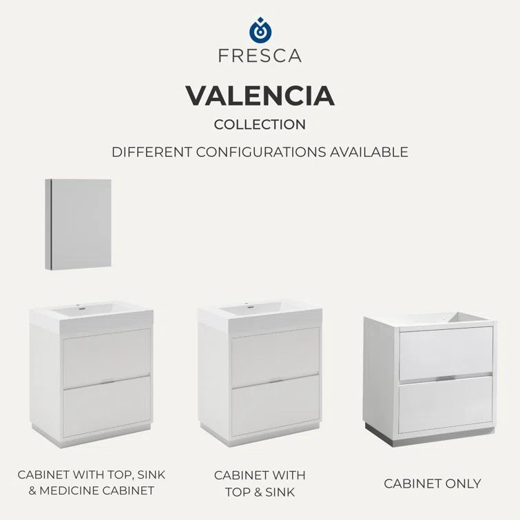 Fresca Valencia 24" Freestanding Single Sink Bathroom Vanity Set w/ Medicine Cabinet (Faucet Not Included)