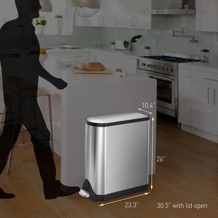 Simplehuman 45-Liter Brushed Stainless Steel Butterfly Step Trash Can