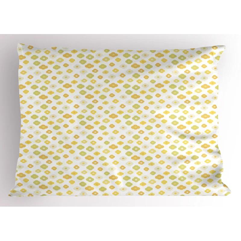 Ambesonne Ambesonne Green Yellow Pillow Sham 2 Pack Flowers Daisies Pale Green Yellow