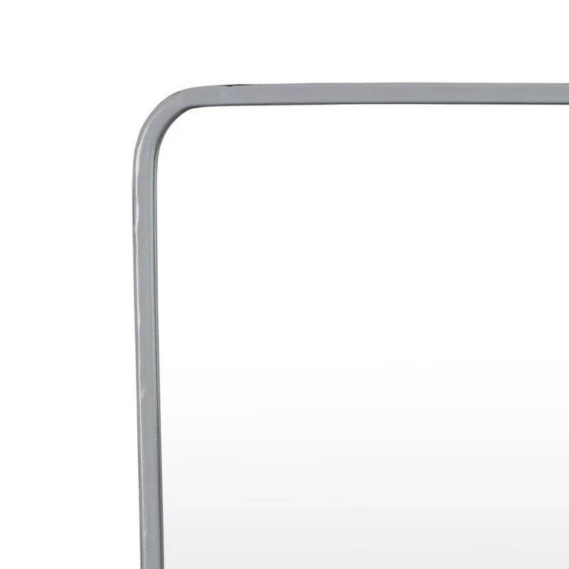 Benjara Elpis Wall Mirror Decor with Woven Shelf, 20 Inch Tall Metal