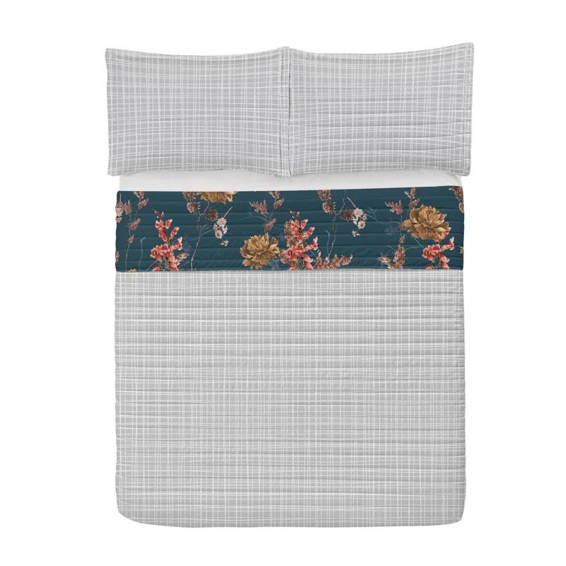 Ambesonne Microfiber Reversible 3 Piece Coverlet/Bedspread Set