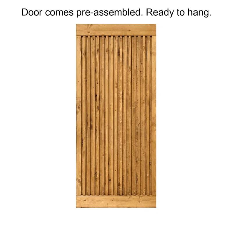 Calhome 84'' Solid Wood Paneled without Installation Hardware Kit Barn Door