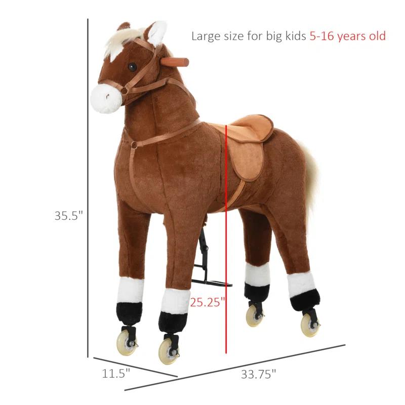 Qaba Walking Horse Mechanical Moving Horse Pony Ride on Toy