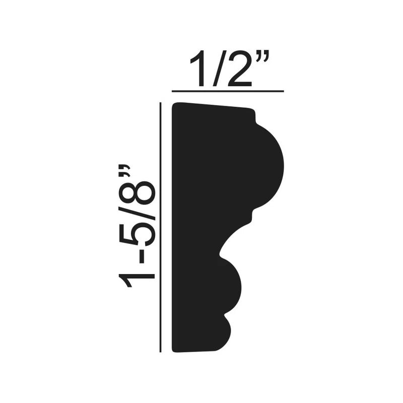 1-5/8 in x 1/2 in x 96 in Plain Recycled Polystyrene Panel Moulding Pro Pack 72 LF (Set of 9)