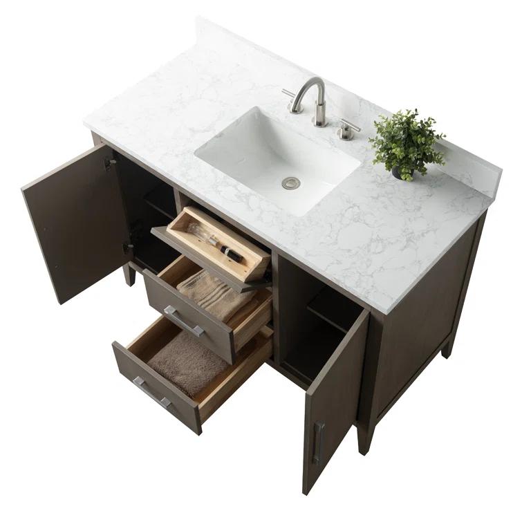 Vanity Art 48'' Single Bathroom Vanity with Engineered Marble Top
