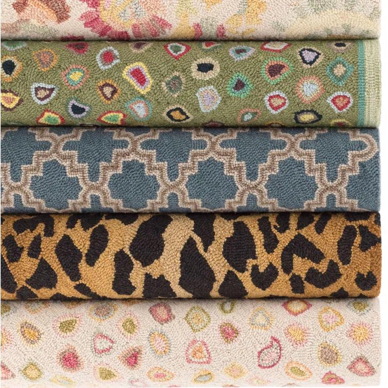 Hand Hooked Wool Animal Print Rug