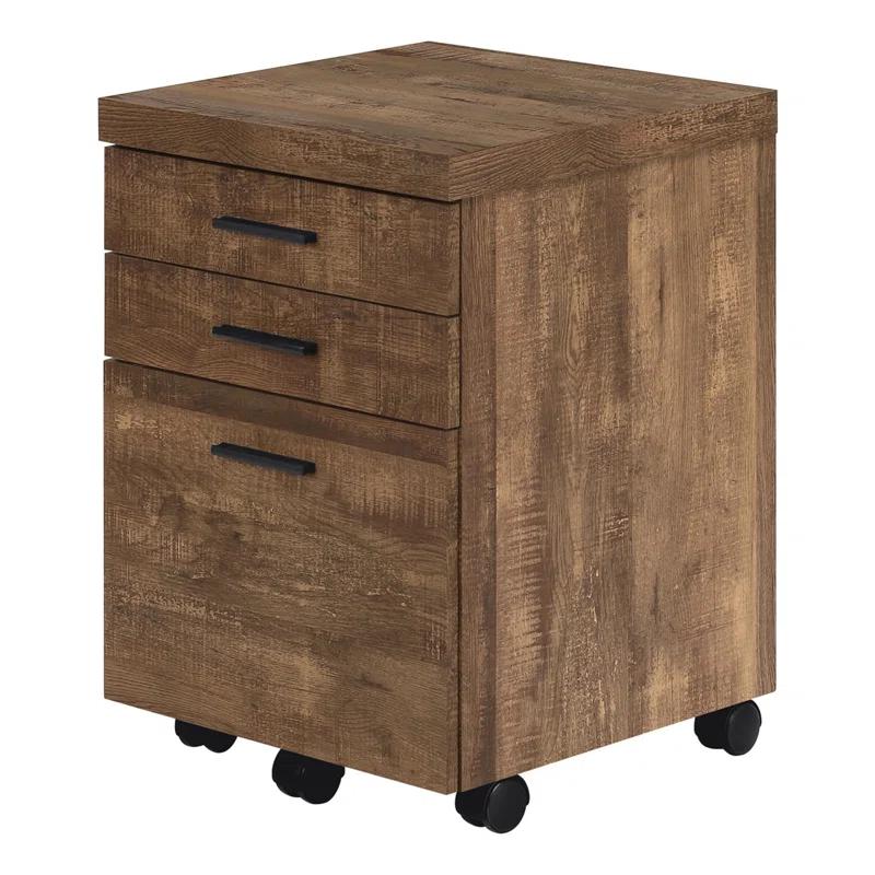 Millwood Pines File Cabinet, Rolling Mobile, Storage Drawers, Printer Stand, Office, Work, Brown Laminate, Contemporary, Modern