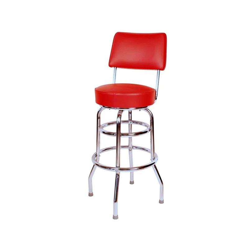 Richardson Seating Retro Home Double Ring Upholstered Swivel Bar Stool with Back