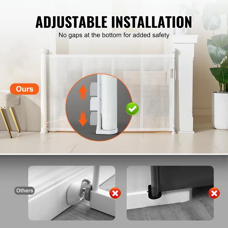 VEVOR VEVOR Retractable Gate Black Plastic Wall Mounted Pet Gate