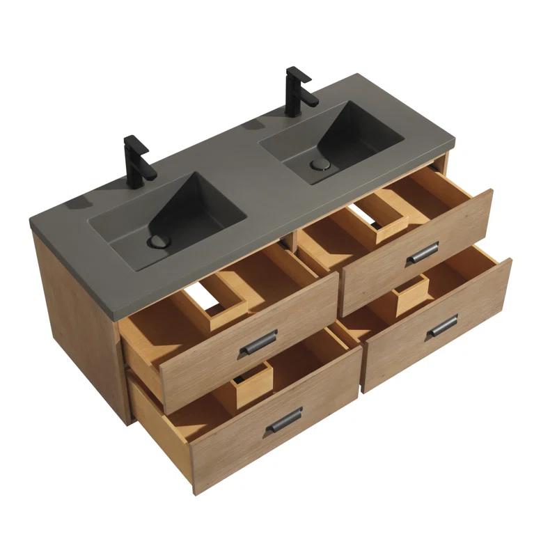 Sand & Stable™ Clary 55'' Double Bathroom Vanity with Concrete Top