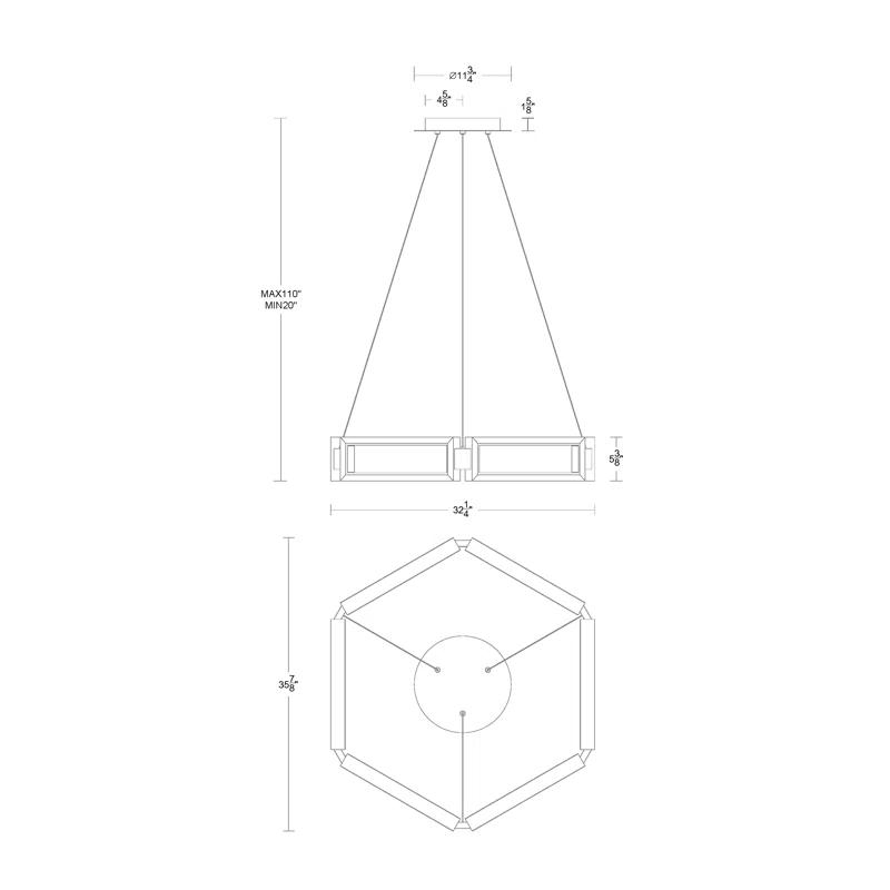 Modern Forms Mies 6 - Light Dimmable LED Geometric Chandelier