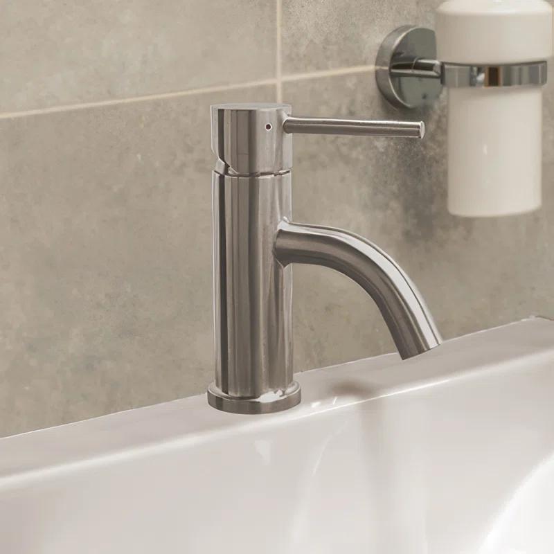 Whitehaus Collection WHS0111-SB-BSS Whitehaus Collection Stainless Steel Single Lever Bathroom Faucet with Pop-up Drain