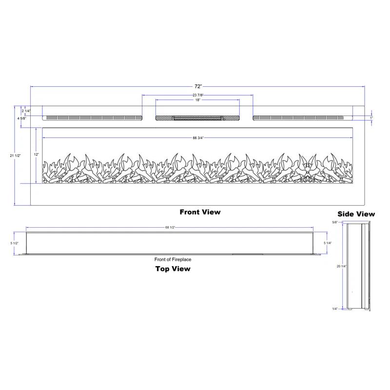Touchstone The Sideline Electric Fireplace for Recessed or Wall Mount Installation