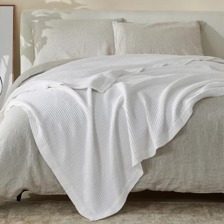 Solid Cotton Waffle Weave Blanket