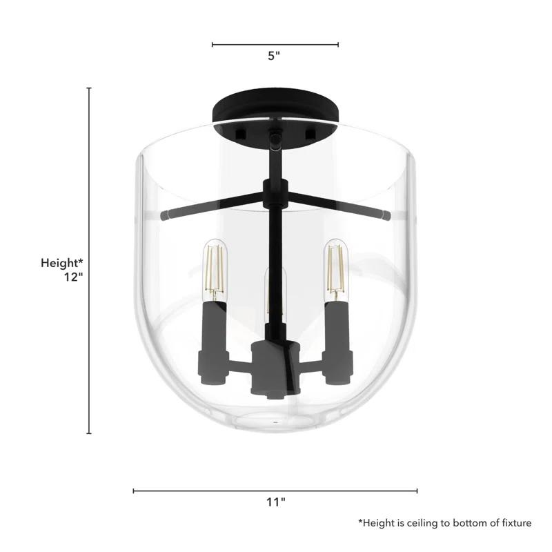 Hunter Sacha Natural Iron 3 Light Flush Mount Ceiling Light Fixture
