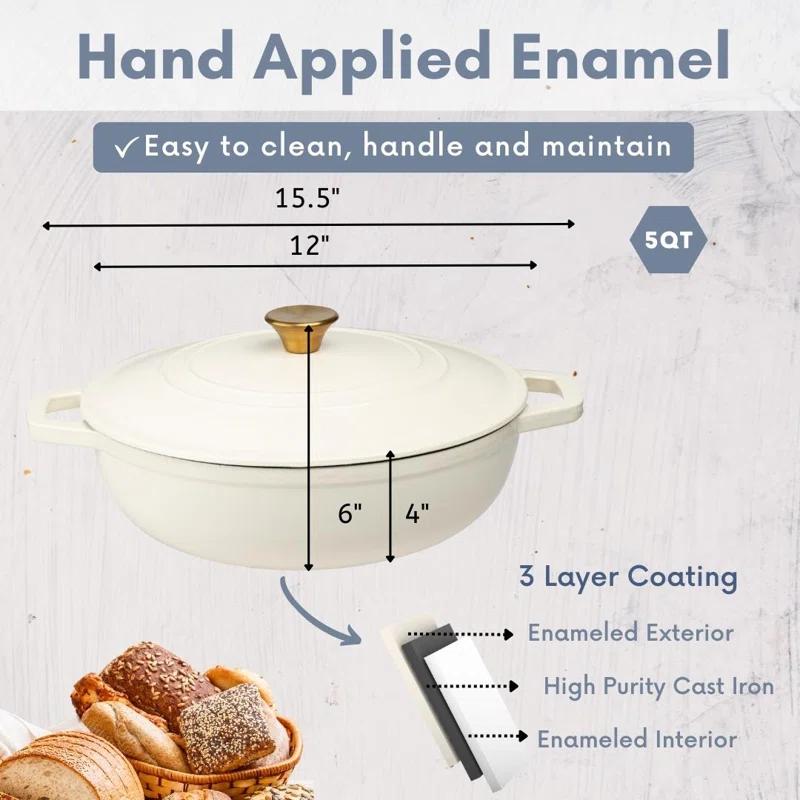 Lexi Home Lexi Home 5 qt. Enameled Cast Iron Round Braiser