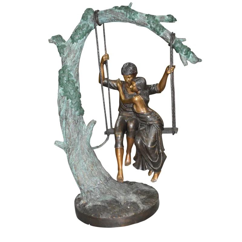 Nifao Statues People Weather Resistant Metal Garden Statue