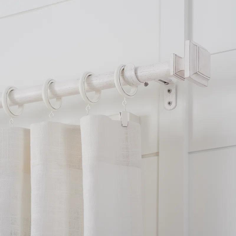 Mode Farmhouse Collection 1 1/8 in Diameter Curtain Rod Set with Cottage Square Finials and Steel Wall Mounted Adjustable Rod