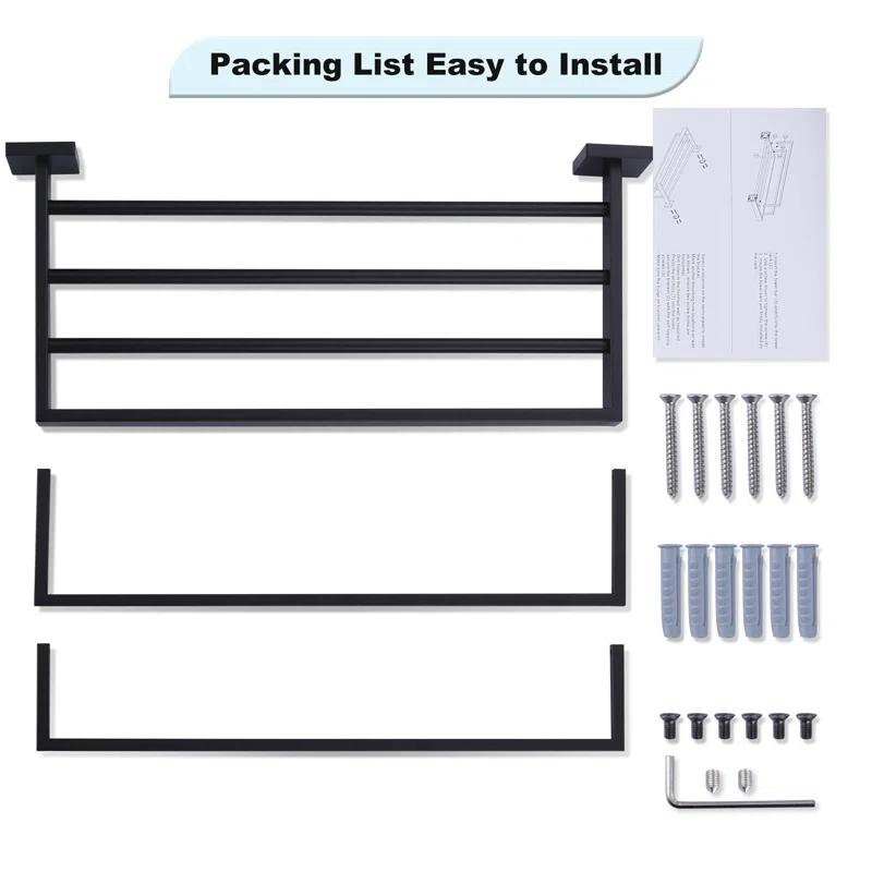 ARCORA AR5150101B-20 2-Tier Wall Mounted Stainless Steel Bathroom Towel Rack With 2 Towel Bars Square Rods