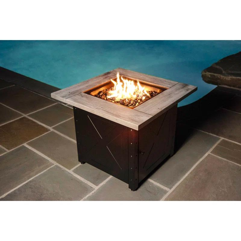 Endless Summer Mason by Endless Summer, 30" Square LP Gas Fire Table with Faux Wood Mantel