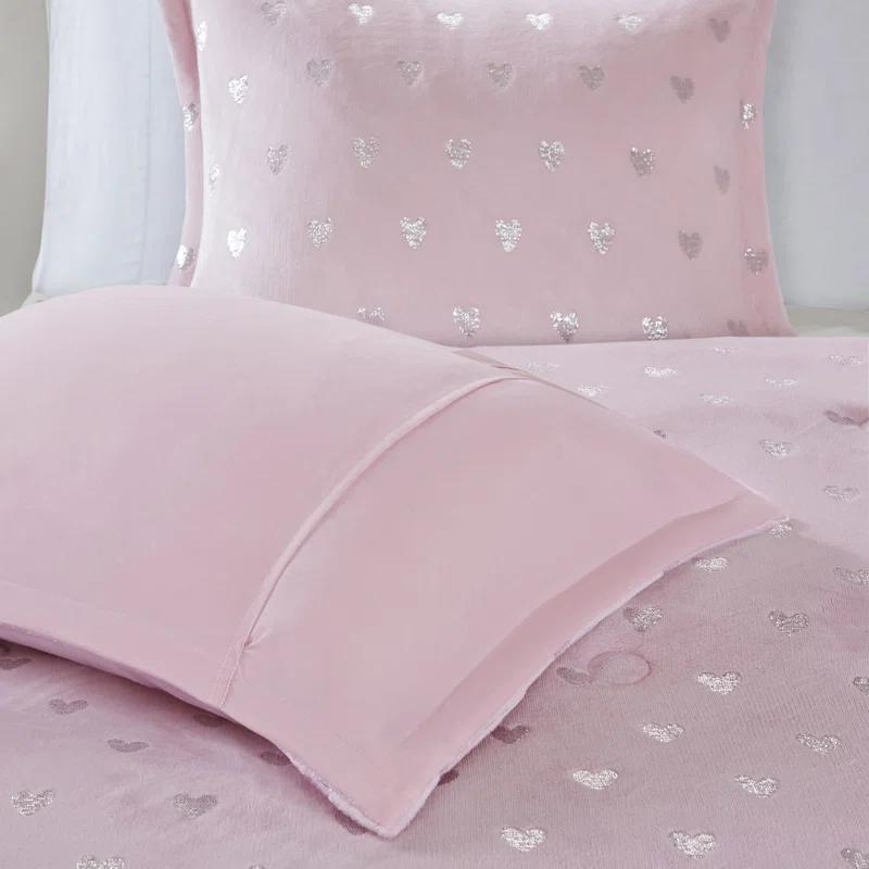 Intelligent Design Rosalie Metallic Printed Plush Comforter Set