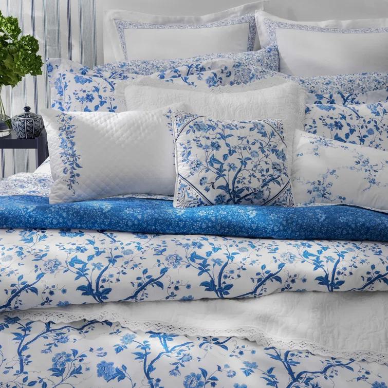 Laura Ashley Laura Ashley Charlotte Cotton Reversible Blue Comforter Set