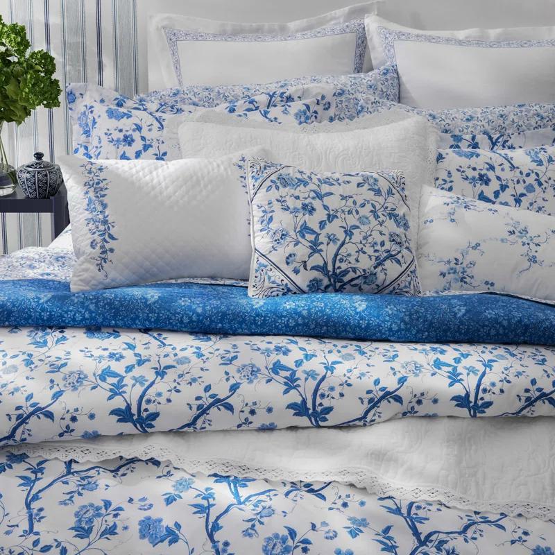 Laura Ashley Laura Ashley Charlotte Cotton Reversible Blue Comforter Set