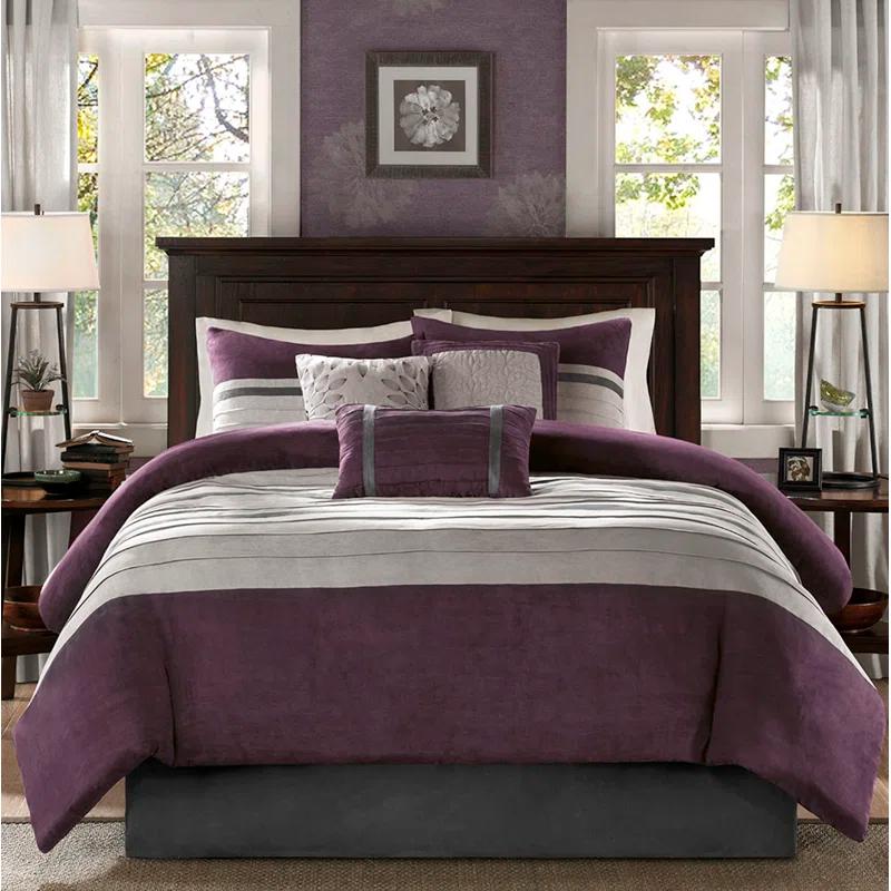 Madison Park Palmer 7 PC Pieced Faux Suede Comforter Set