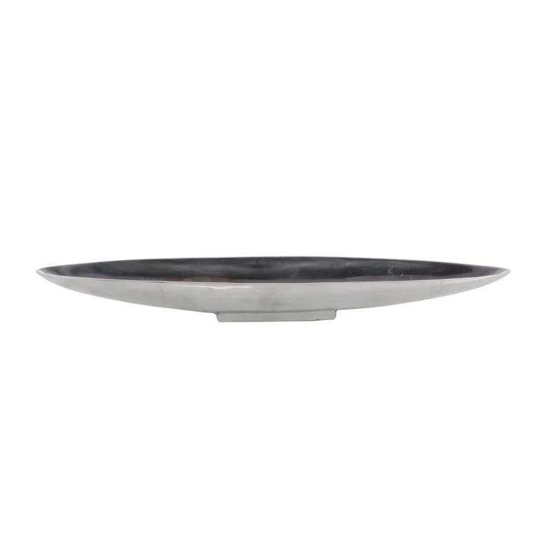 Hurtt Aluminum Metal Sleek Minimalistic Boat Decor Silver Tray