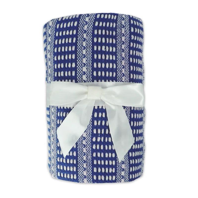 Striped Fringed Woven Cotton Throw Blanket