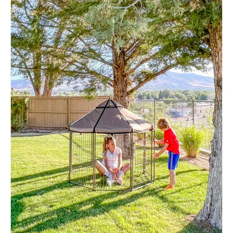 PET GAZEBO Pet Gazebo Dog Kennel Play Pen with Market Top Canopy