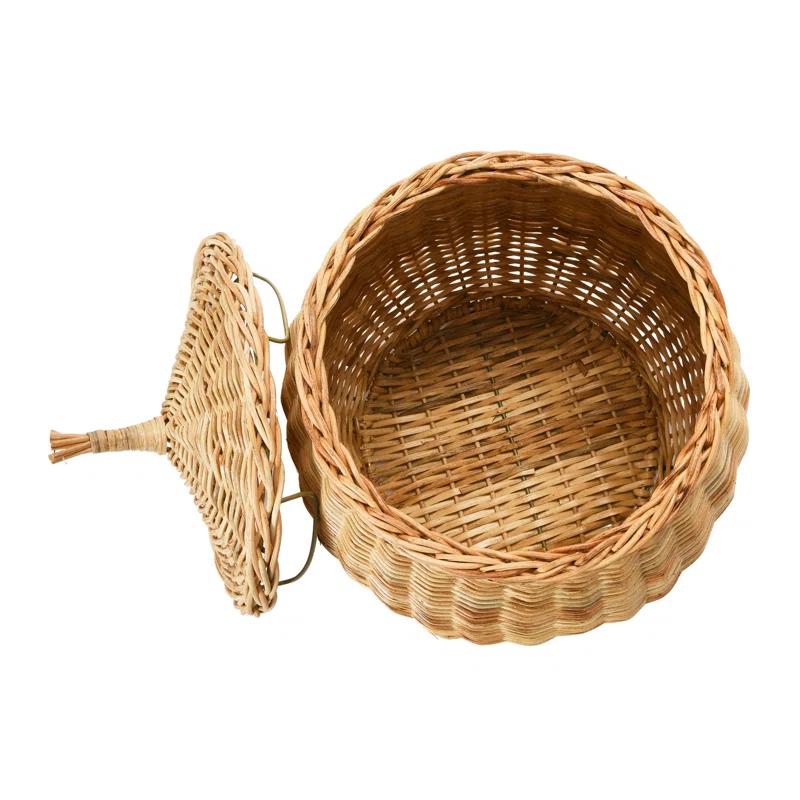 Bayou Breeze Hand-Woven Wicker Basket Storage with Lids (Set of 2)