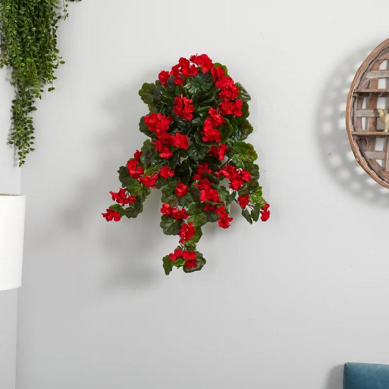 Primrue 29in. UV Resistant Geranium Artificial Hanging Plant (Indoor/Outdoor) - Set of 2