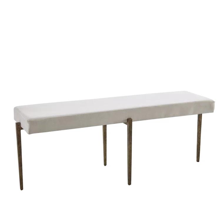 Global Views Laforge Bench-Antique Gold w/Muslin Cushion-Lg