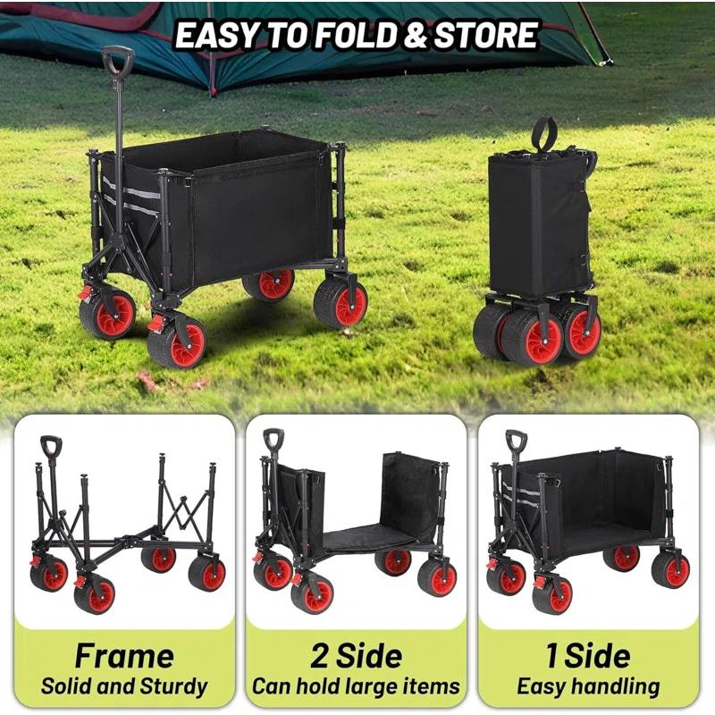 Zstar 220lb Capacity Folding Utility Cart, 360° Swivel Wheels