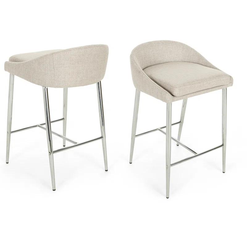 Ivy Bronx Modern&Simple Design Counter Stools Set of 2 – Upholstered Seats, Chrome-Finished Base for Kitchen Island or Breakfast Nook | Wayfair