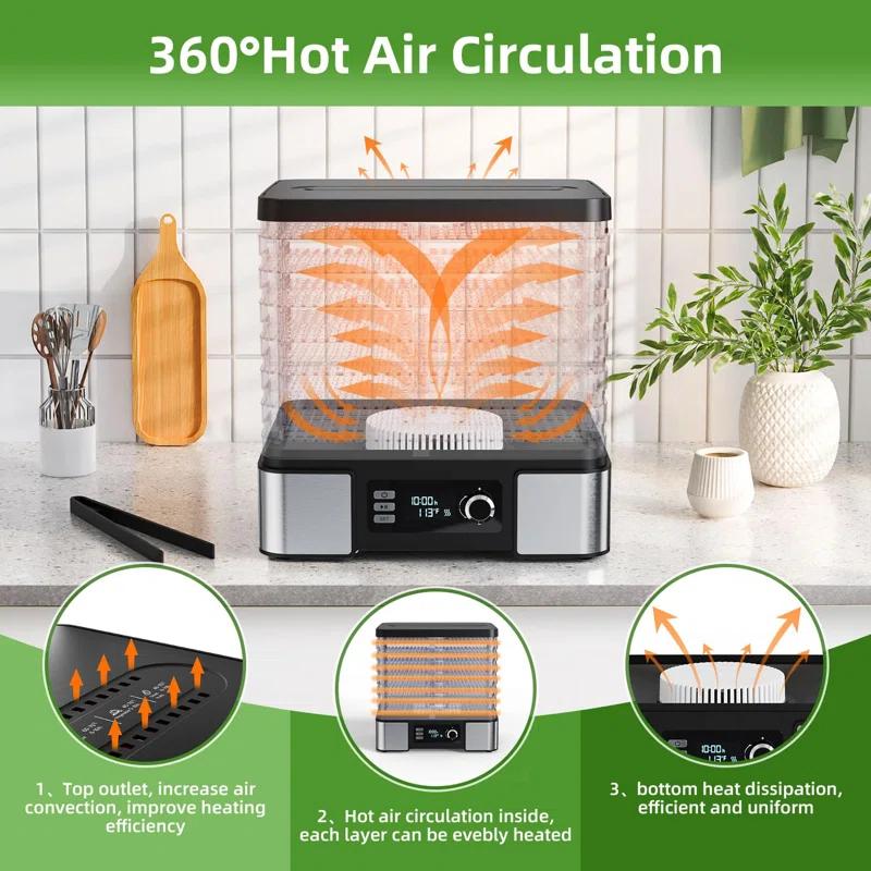 MASTER CRAFT WINDOW AND DOOR Food Dehydrator Machine Dryer For Jerky: Stainless Steel Dehydrater For Fruit Herb - Digital Food Drier For Meat Beef Dehydration