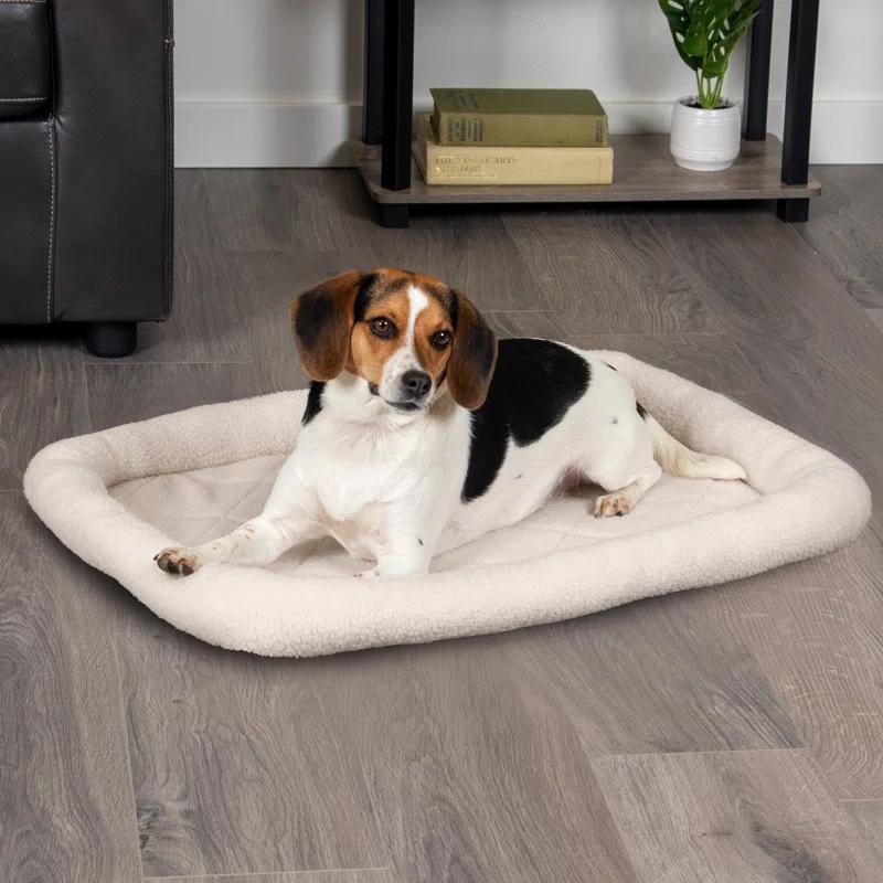 FurHaven Faux Lambswool Crate Bolster Pet Bed