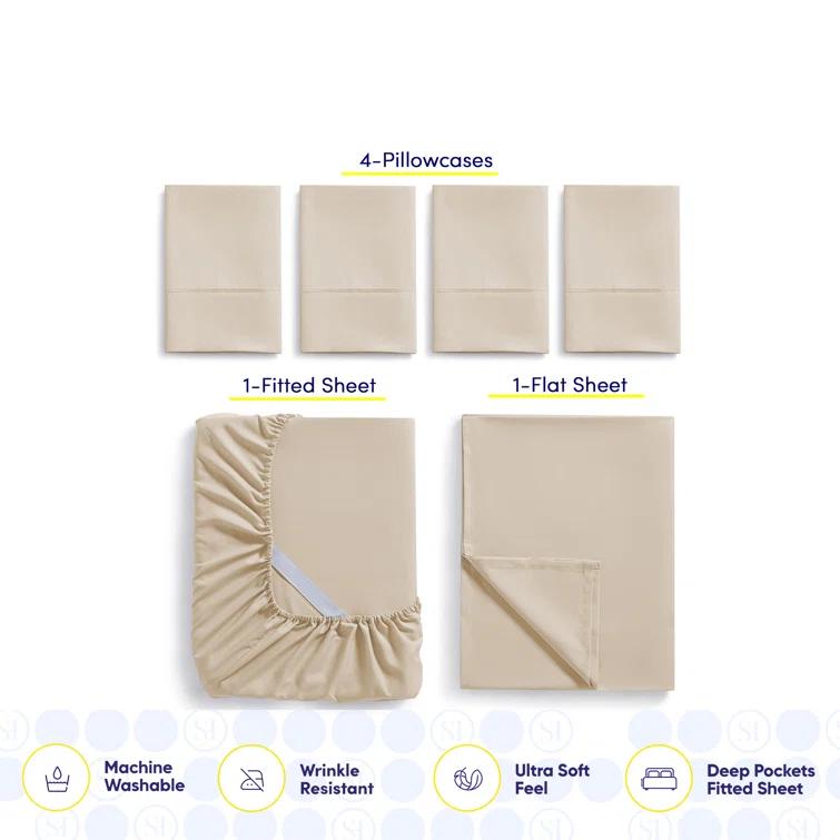 Sweet Home Collection Luxurious Soft Microfiber Sheet Set with Bonus Pillowcases