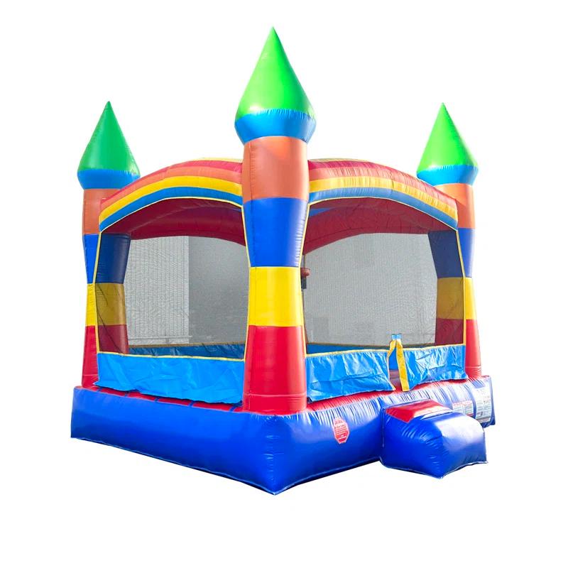 Pogo Bounce House Pogo Bounce House Crossover Inflatable Bounce House, Commercial Grade Party Playhouse Deluxe Rainbow Unit & Blower, For Kids & Toddlers, Backyard Outdoor Jump Fun, w/ Stakes & Storage Bag 13x12x14.5ft