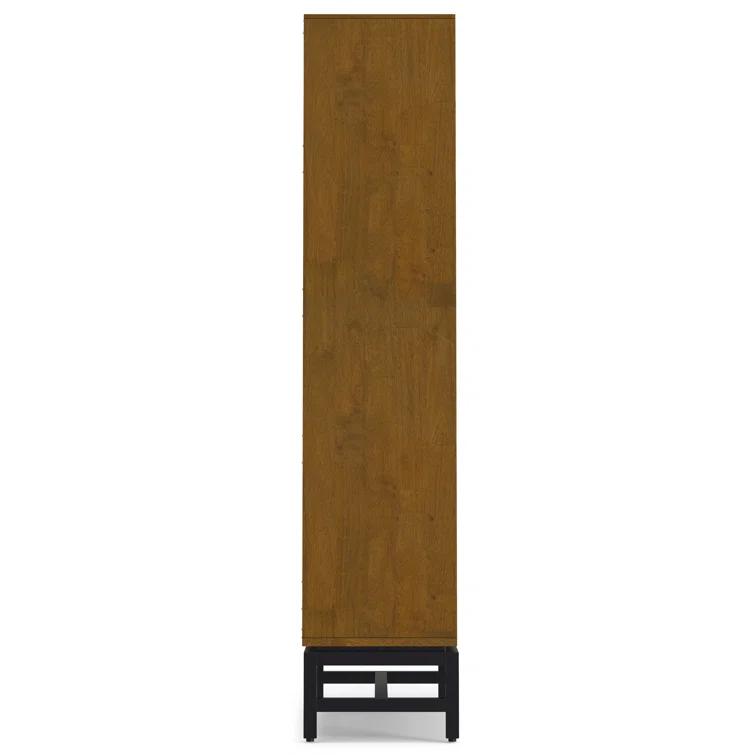 Banting 30"W Solid Wood 4 Shelf Industrial Bookcase with 2 Drawers, Adjustable Shelves, and Metal Base